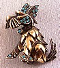 UNS37 sterling dog pin w turquoise beads